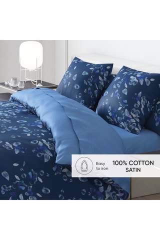 Fronha de travesseiro em cetim de algodão 80 fios/cm² Aurore -  Azul