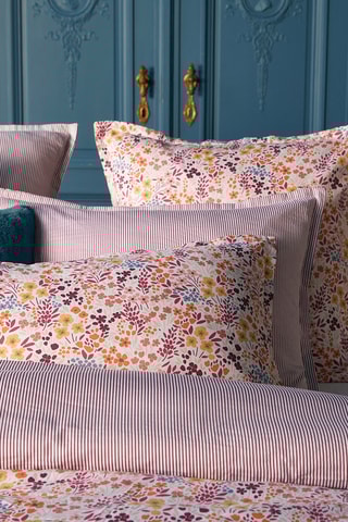 Lençol-capa em cetim de algodão 80 fios/cm² Fleurs des champs - Bordô