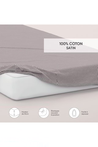 Lençol-capa em cetim de algodão 80 fios/cm² Fleurs des champs - Bordô