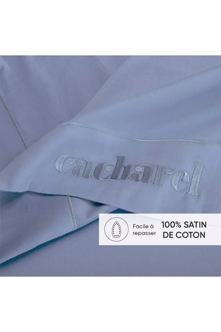 Lençol liso em cetim de algodão 80 fios/cm² - Azul