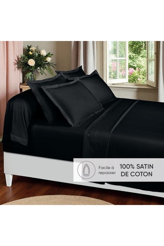 Lençol liso em cetim de algodão 80 fios/cm² - Cinzento