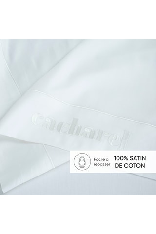 Lençol liso em cetim de algodão 80 fios/cm² - Branco