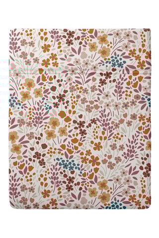 Lençol liso em cetim de algodão 80 fios/cm² Fleurs des Champs - Bordô