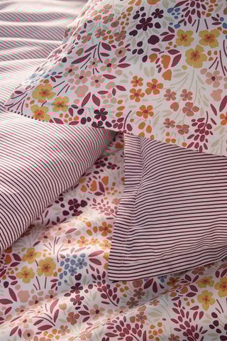 Lençol liso em cetim de algodão 80 fios/cm² Fleurs des Champs - Bordô