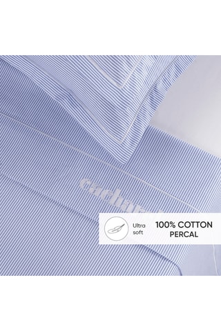 Conjunto de lençóis em algodão percal 80 fios/cm² Saclay - Azul-claro