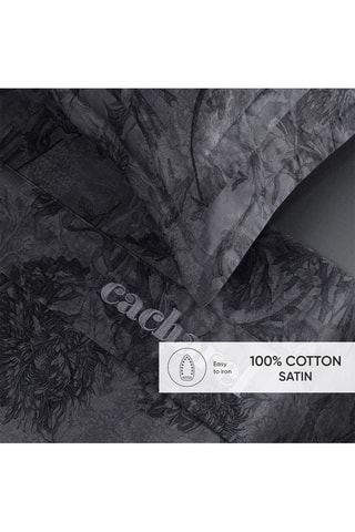 Conjunto de lençóis em cetim de algodão 80 fios/cm² Flore - Preto