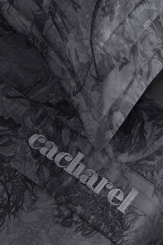 Conjunto de lençóis em cetim de algodão 80 fios/cm² Flore - Preto