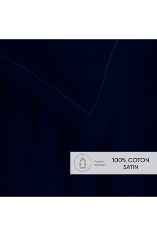 Conjunto de lençóis em cetim de algodão 80 fios/cm² - Azul-escuro
