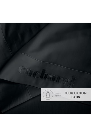 Conjunto de lençóis em cetim de algodão 80 fios/cm² - Preto