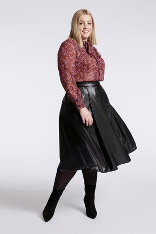 Jupe midi taille haute Noir