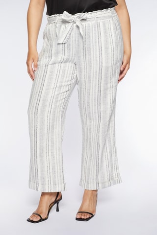 Pantalon wide legs en lin - Blanc cassé