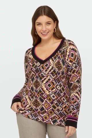 Pull - Noir et fuchsia