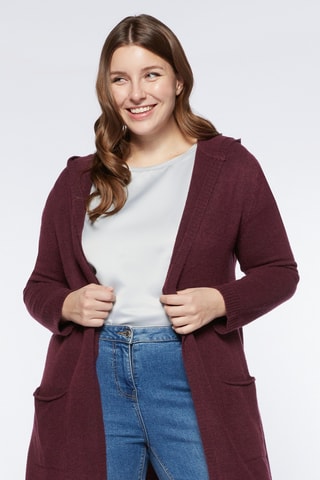 Gilet long à capuche - Violet foncé