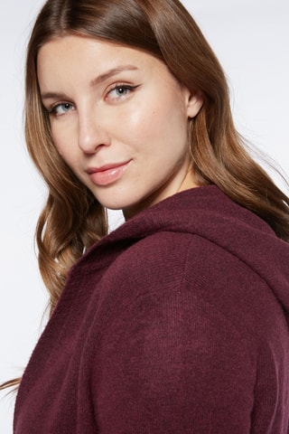 Gilet long à capuche - Violet foncé