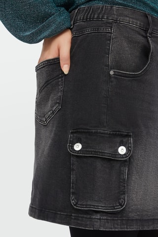 Jupe cargo en jean - Noir