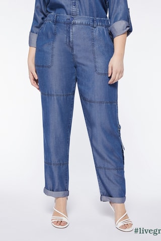 Pantalon relaxed taille haute - Bleu marine