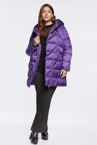 Doudoune longue à capuche - Violet