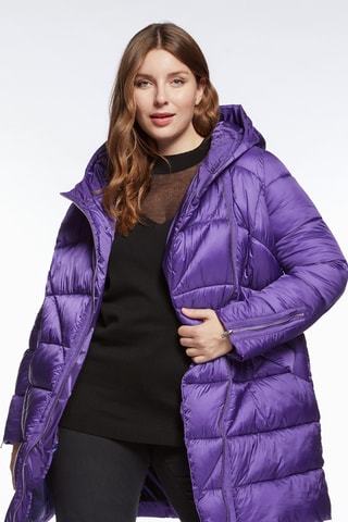 Doudoune longue à capuche - Violet