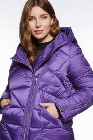 Doudoune longue à capuche - Violet