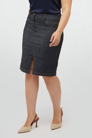 Jupe droite en jean - Bleu foncé