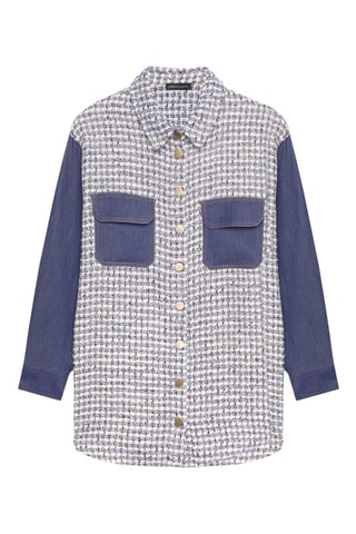 Chemisier bi-matière - Bleu et blanc