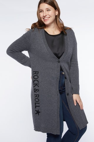 Gilet long en laine - Gris