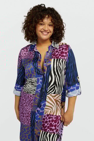 Robe chemise - Violet et bleu