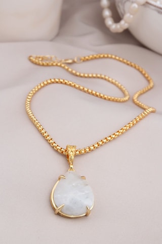Collier - Plaqué or jaune et pierre de lune