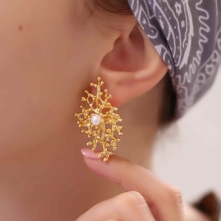 Boucles d'oreilles - Laiton plaqué or, améthyste & zircon