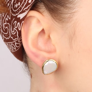 Boucles d'oreilles - Laiton plaqué or & nacre