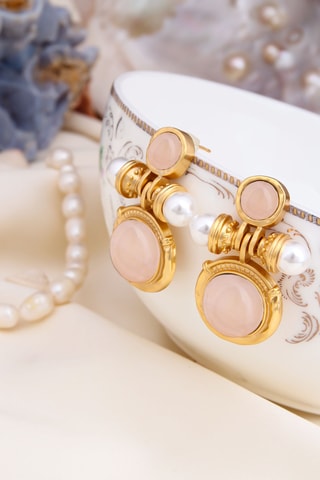 Boucles d’oreilles - Plaqué or jaune et quartz