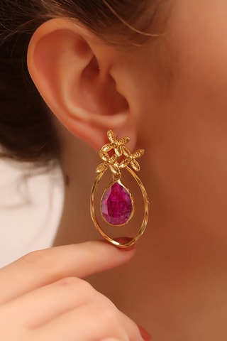 Boucles d'oreilles dorées à l'or fin jaune - Agates