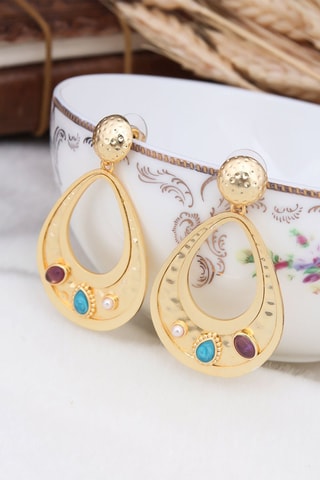 Boucles d’oreilles - Doré et blanc 