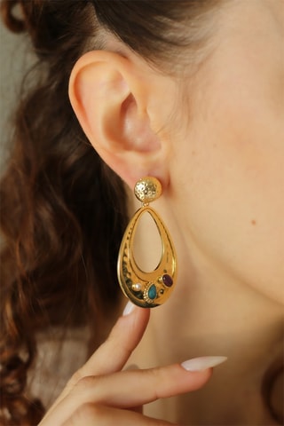 Boucles d’oreilles - Doré et blanc 