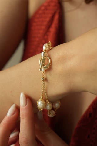 Bracelet - Plaqué or jaune et perles de culture