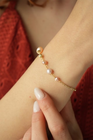 Bracelet - Plaqué or jaune et perles de culture