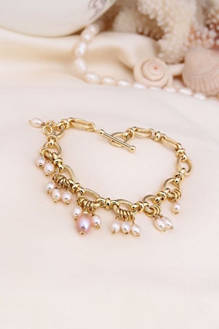 Bracelet - Plaqué or jaune et perles de culture