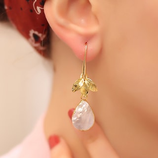 Boucles d'oreilles - Laiton plaqué or & nacre