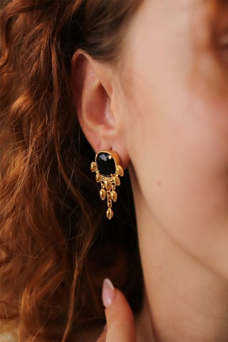 Boucles d'oreilles dorées à l'or fin jaune - Œils-de-chat