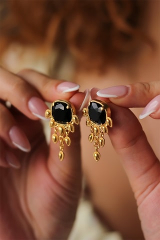 Boucles d'oreilles dorées à l'or fin jaune - Œils-de-chat