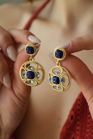 Boucles d’oreilles - Lapis-lazulis et zircons