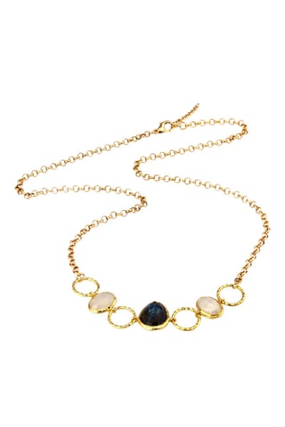 Collier doré à l'or fin jaune - Labradorite et pierres de lune