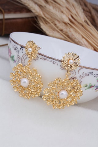 Boucles d’oreilles - Doré et blanc