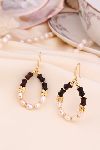 Boucles d’oreilles - Plaqué or jaune et agates
