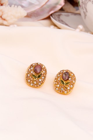 Puces - Plaqué or jaune et zircons