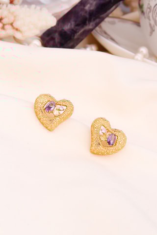 Puces - Plaqué or jaune et zircons