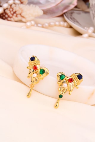 Boucles d’oreilles - Plaqué or jaune et zircons