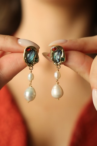 Boucles d’oreilles - Plaqué or jaune et nacre