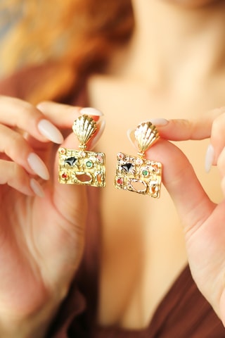 Boucles d’oreilles - Plaqué or jaune et zircons