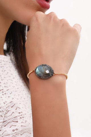 Bracelet doré à l'or fin jaune Labradorite et hématites